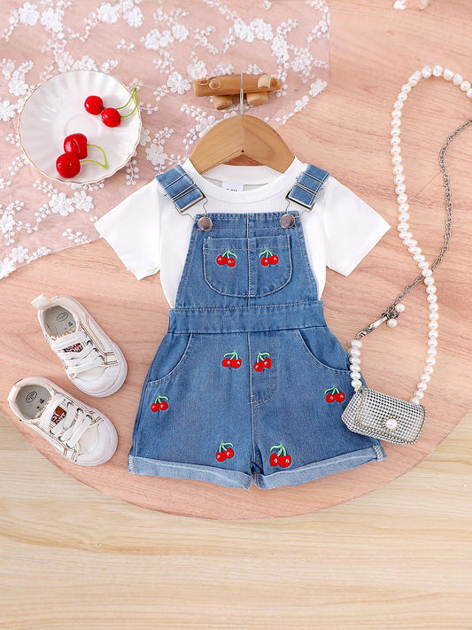 Completo Due Pezzi in Cotone Soft-Touch con Shorts in Denim e Silhouette Europe & America