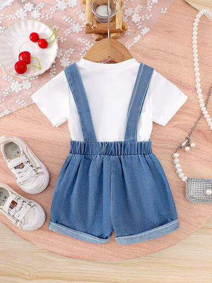 Completo Due Pezzi in Cotone Soft-Touch con Shorts in Denim e Silhouette Europe & America