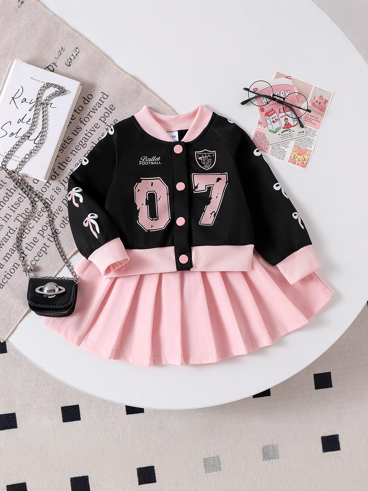 Completo Due Pezzi con Cardigan Monopetto e Gonna Coordinata in Cotone Premium