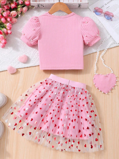 Set Tre Pezzi in Tulle Soft-Touch con Dettagli in Pizzo e Silhouette Sweet-Style
