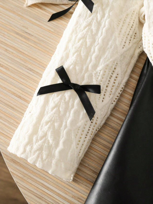 Completo Due Pezzi in Tessuto Blended con Dettaglio Bow Tie e Silhouette Skirt-Suit