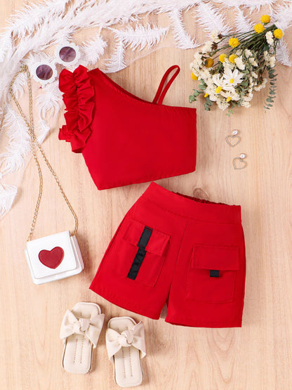 Completo Due Pezzi in Misto Cotone con Dettagli in Pizzo e Silhouette Europe & America