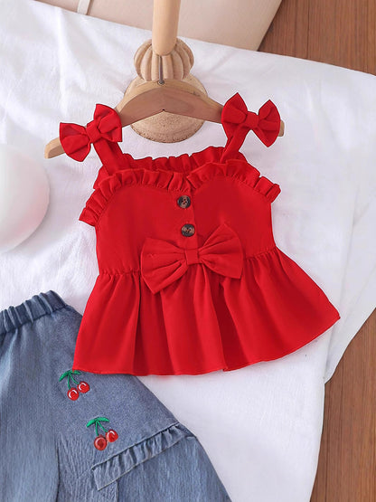 Completo Due Pezzi in Tessuto Cowboy Soft-Touch con Dettaglio Bow Tie e Silhouette Europe & America