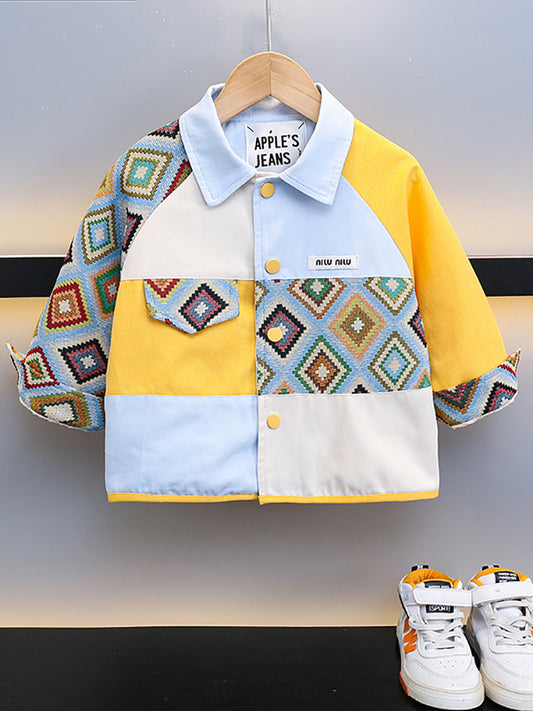 Giacca in Denim di Cotone all'85% "Blue" con Colletto a Rever