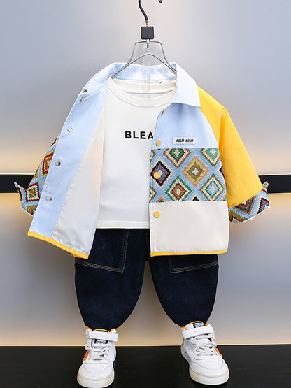 Giacca in Denim di Cotone all'85% "Blue" con Colletto a Rever