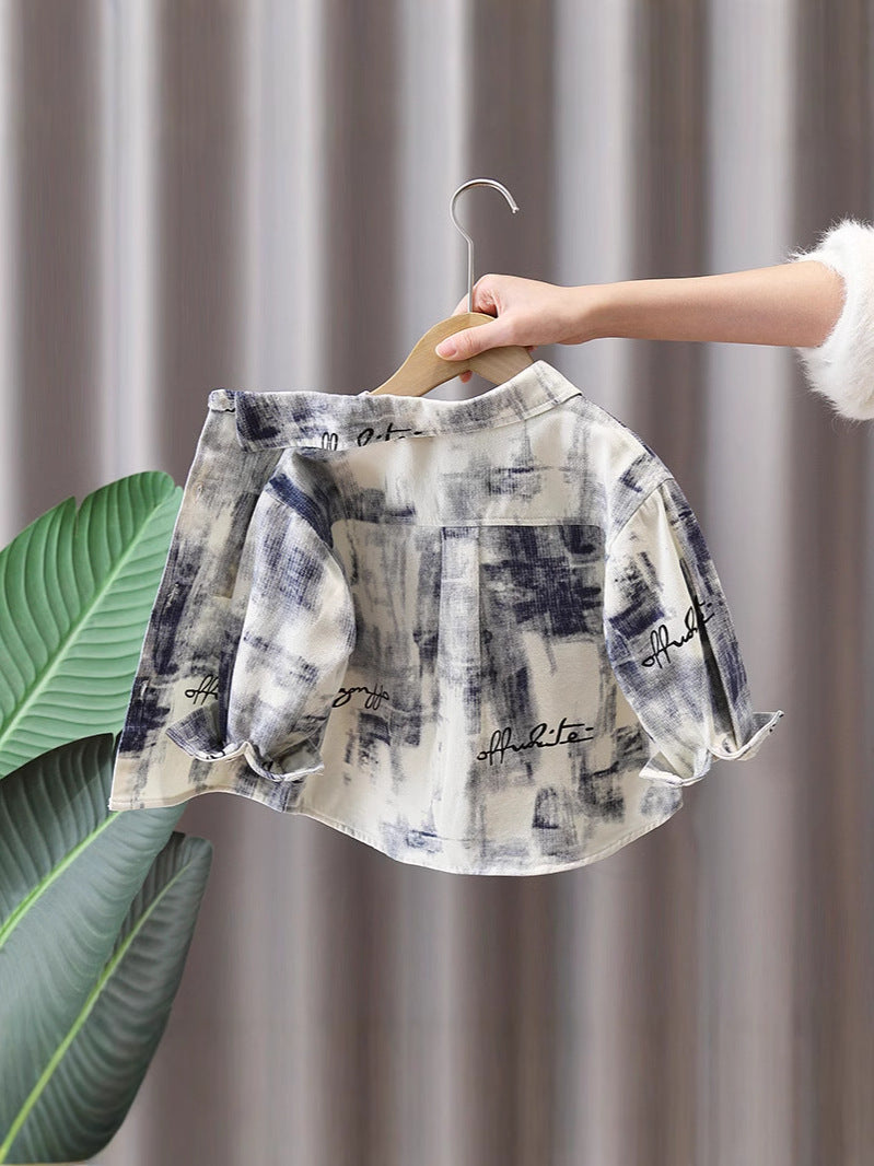 Camicia in Cotone all'85% con Taglio Lapel e Finitura Materica