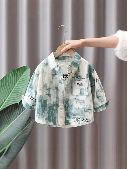 Camicia in Cotone all'85% con Taglio Lapel e Finitura Materica