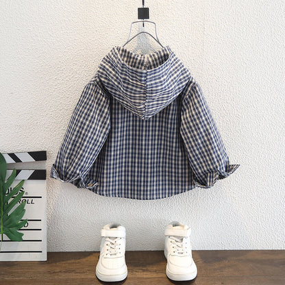 Completo Due Pezzi in Cotone con Camicia-Giacca a Quadri e Pantaloni coordinati