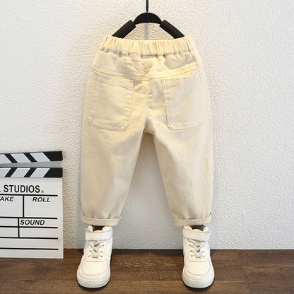 Pantalone in Cotone al 90% "Beige" con Dettaglio Tecnico e Finitura Soft-Touch