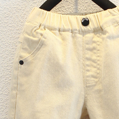 Pantalone in Cotone al 90% "Beige" con Dettaglio Tecnico e Finitura Soft-Touch