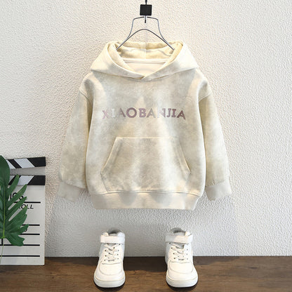 Felpa in Cotone all'80% "Grey" con Grafica in Rilievo e Cappuccio