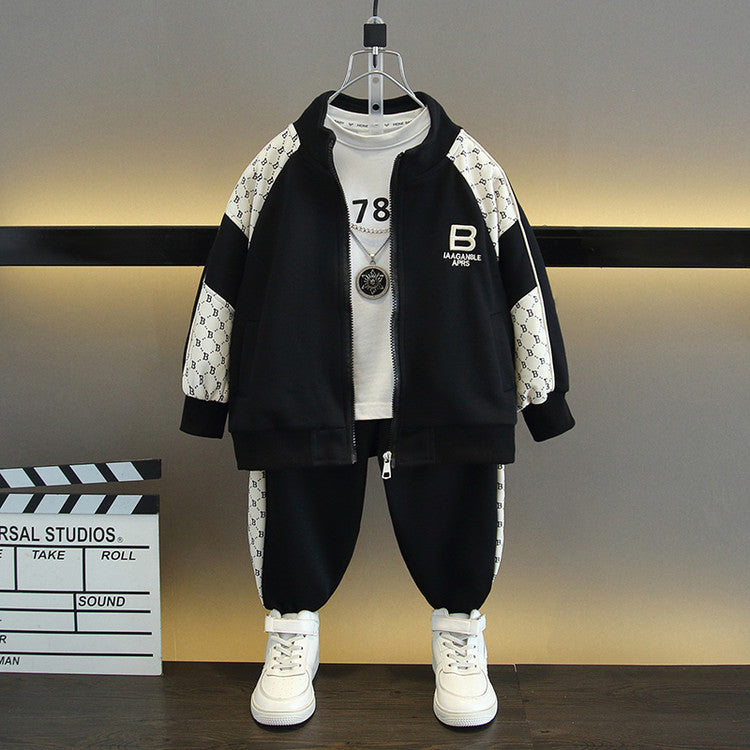 Set Due Pezzi in Cotone con Design a Pannelli e Chiusura Zipper