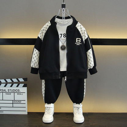 Set Due Pezzi in Cotone con Design a Pannelli e Chiusura Zipper