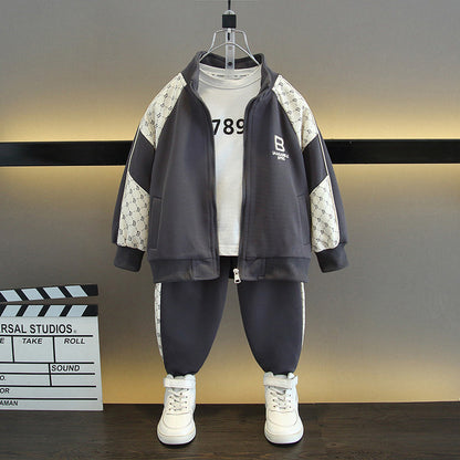 Set Due Pezzi in Cotone con Design a Pannelli e Chiusura Zipper