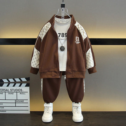 Set Due Pezzi in Cotone con Design a Pannelli e Chiusura Zipper