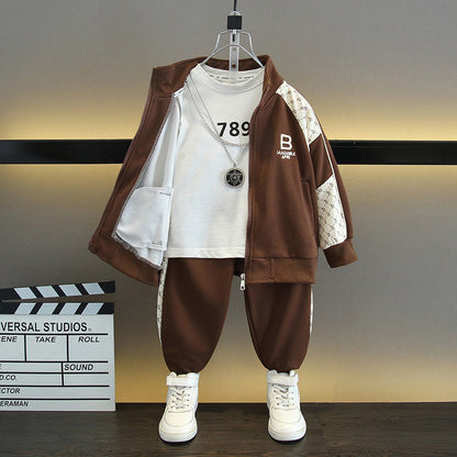 Set Due Pezzi in Cotone con Design a Pannelli e Chiusura Zipper