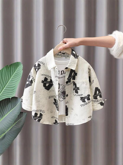 Camicia in Misto Cotone all'80% con Taglio Lapel e Finitura Soft-Touch