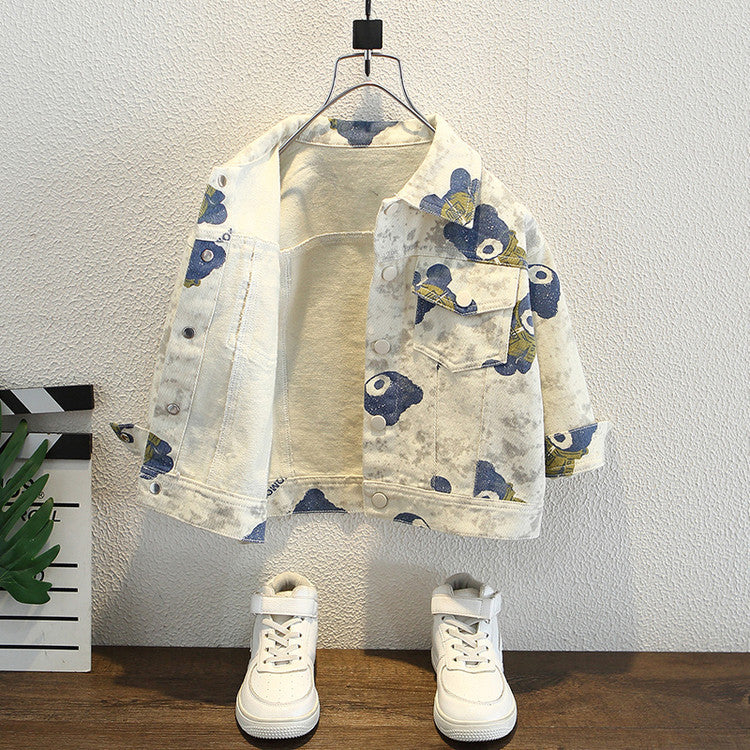 Giacca in Cotone "Apricot" con Stampa All-Over e Cappuccio Integrato