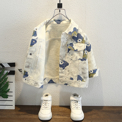 Giacca in Cotone "Apricot" con Stampa All-Over e Cappuccio Integrato