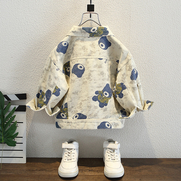 Giacca in Cotone "Apricot" con Stampa All-Over e Cappuccio Integrato