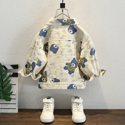 Giacca in Cotone "Apricot" con Stampa All-Over e Cappuccio Integrato