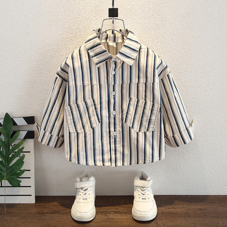 Camicia in Cotone Premium all'90% "Apricot" con Design Rigato e Finitura Soft-Touch