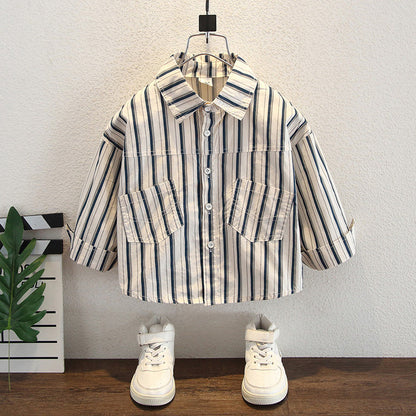 Camicia in Cotone Premium all'90% "Apricot" con Design Rigato e Finitura Soft-Touch