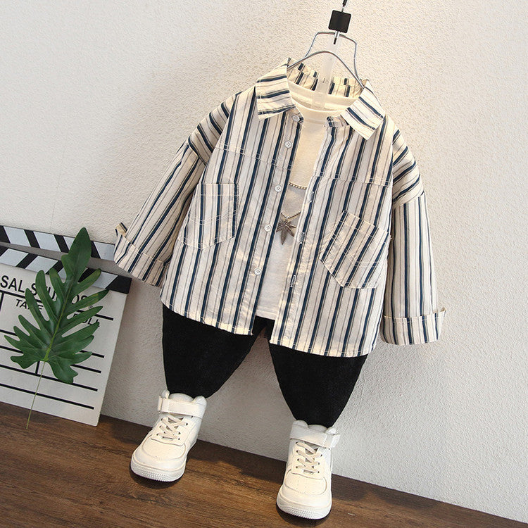 Camicia in Cotone Premium all'90% "Apricot" con Design Rigato e Finitura Soft-Touch