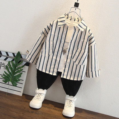 Camicia in Cotone Premium all'90% "Apricot" con Design Rigato e Finitura Soft-Touch