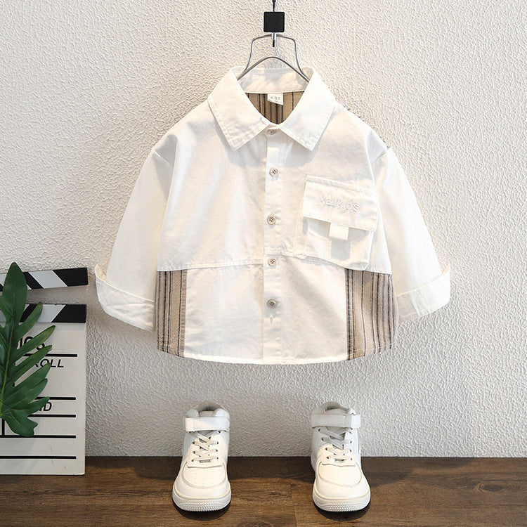 Camicia in Cotone Premium all'90% con Ricamo e Design Strutturato