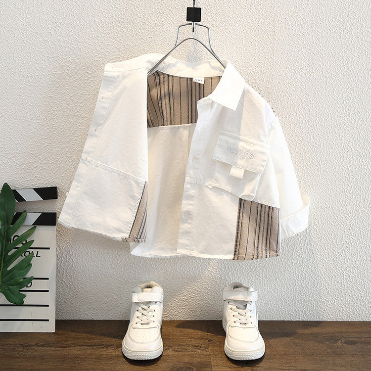 Camicia in Cotone Premium all'90% con Ricamo e Design Strutturato