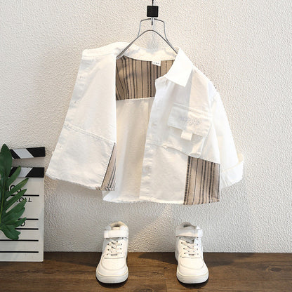 Camicia in Cotone Premium all'90% con Ricamo e Design Strutturato