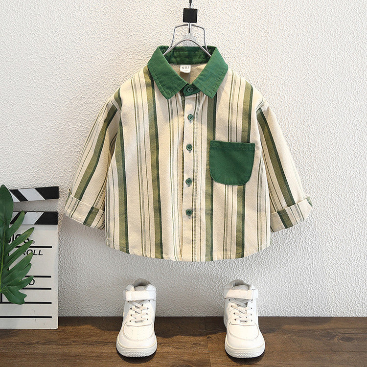 Camicia in Velluto di Cotone "Deep Green" con Finitura Soft-Touch