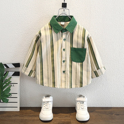 Camicia in Velluto di Cotone "Deep Green" con Finitura Soft-Touch