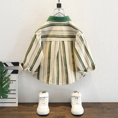 Camicia in Velluto di Cotone "Deep Green" con Finitura Soft-Touch