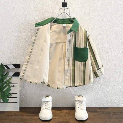 Camicia in Velluto di Cotone "Deep Green" con Finitura Soft-Touch