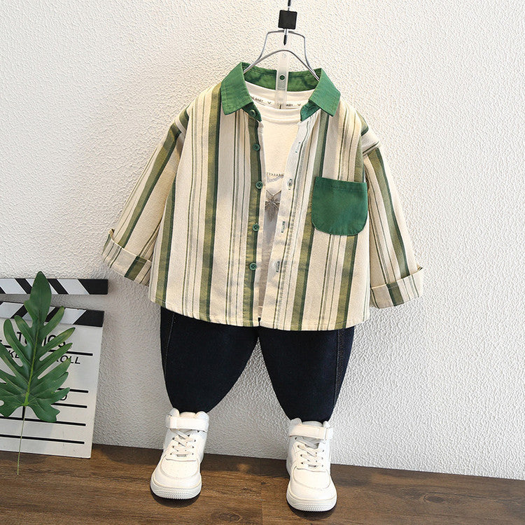 Camicia in Velluto di Cotone "Deep Green" con Finitura Soft-Touch