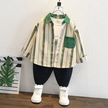 Camicia in Velluto di Cotone "Deep Green" con Finitura Soft-Touch