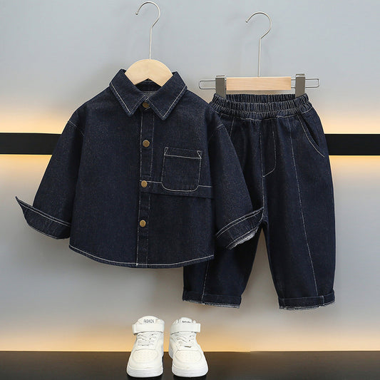 Set Due Pezzi in Cotone "Multi-Tone Blue" con Finitura Soft-Touch