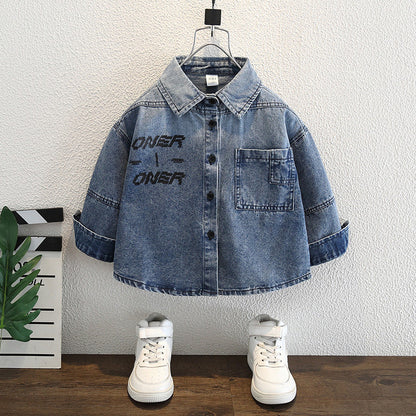 Camicia "Cowboy Blue" con Stampa Sfumata e Finitura Soft-Touch