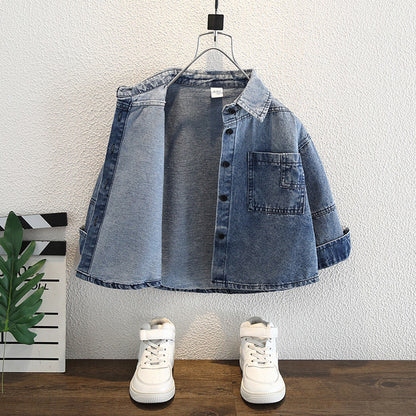 Camicia "Cowboy Blue" con Stampa Sfumata e Finitura Soft-Touch