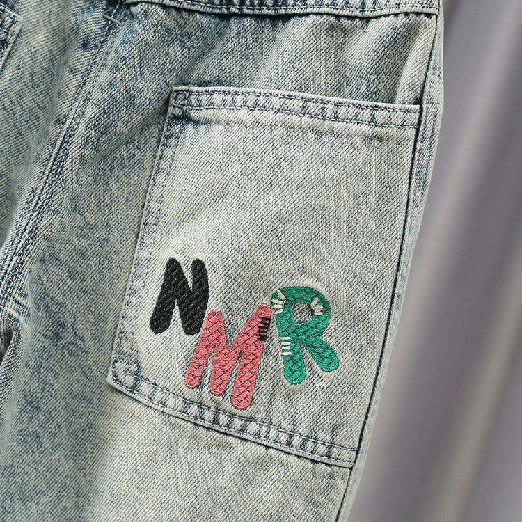 Jeans "Light Blue" con Ricami NMR e Struttura Soft-Comfort