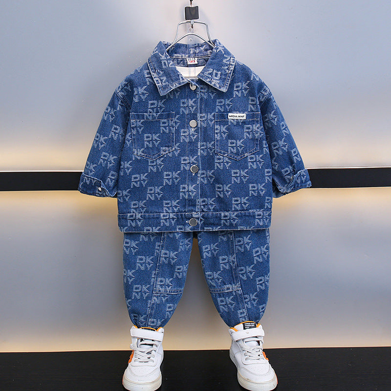 Set Due Pezzi in Cotone "Cowboy Blue" con Trama Lavorata