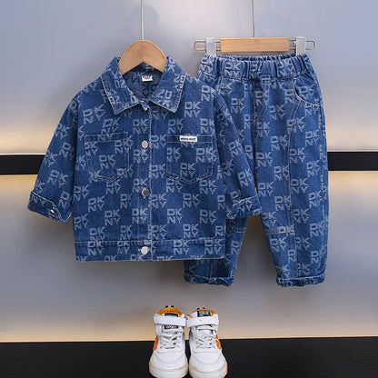 Set Due Pezzi in Cotone "Cowboy Blue" con Trama Lavorata