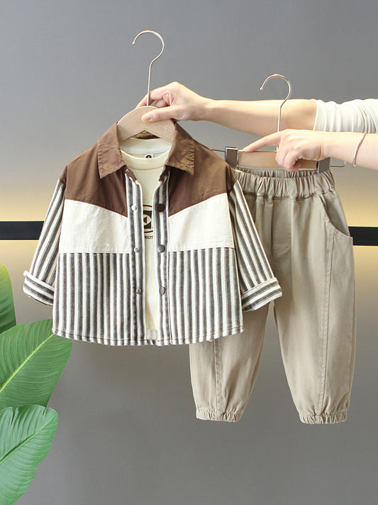 Completo Tre Pezzi in Cotone Premium al 90% con Design Cardigan