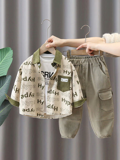 Set Tre Pezzi in Cotton-Blend con Pattern Lettering