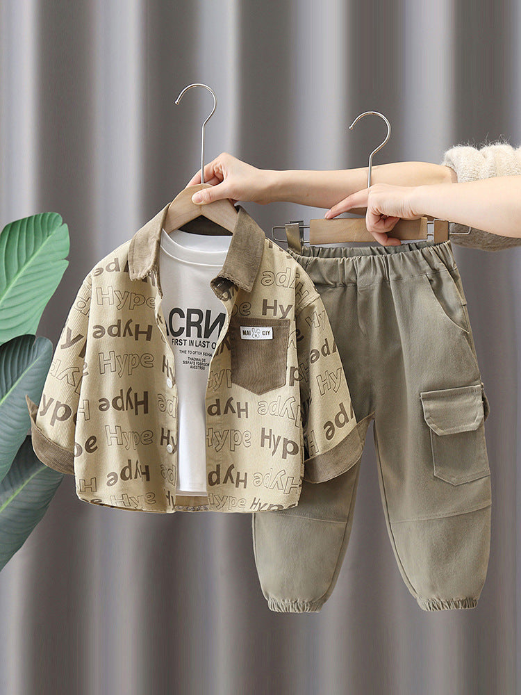 Set Tre Pezzi in Cotton-Blend con Pattern Lettering