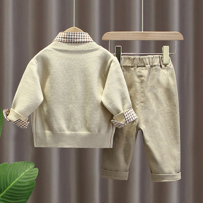 Completo Tre Pezzi in Cotton-Blend con Trattamento Enzyme-Wash