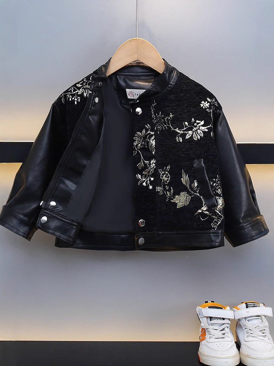 Giacca in PU Leather "Stand Collar" con Chiusura Zipper e Finitura Soft-Touch