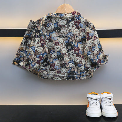 Giacca Junior con Colletto a Revers e Trama Orsetto a Rilievo